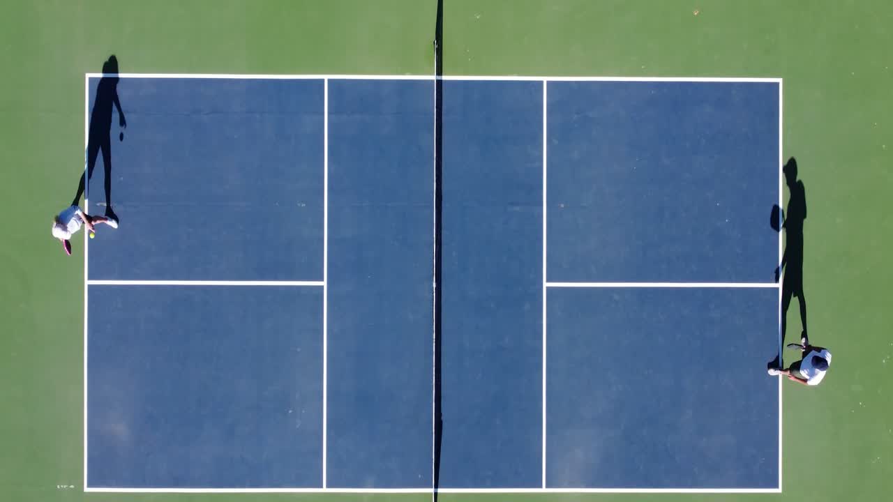 Overhead view of pickleball court